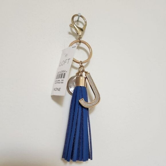 LOFT Leather Initial "J" Keychain/ Handbag Charm - Picture 3 of 5
